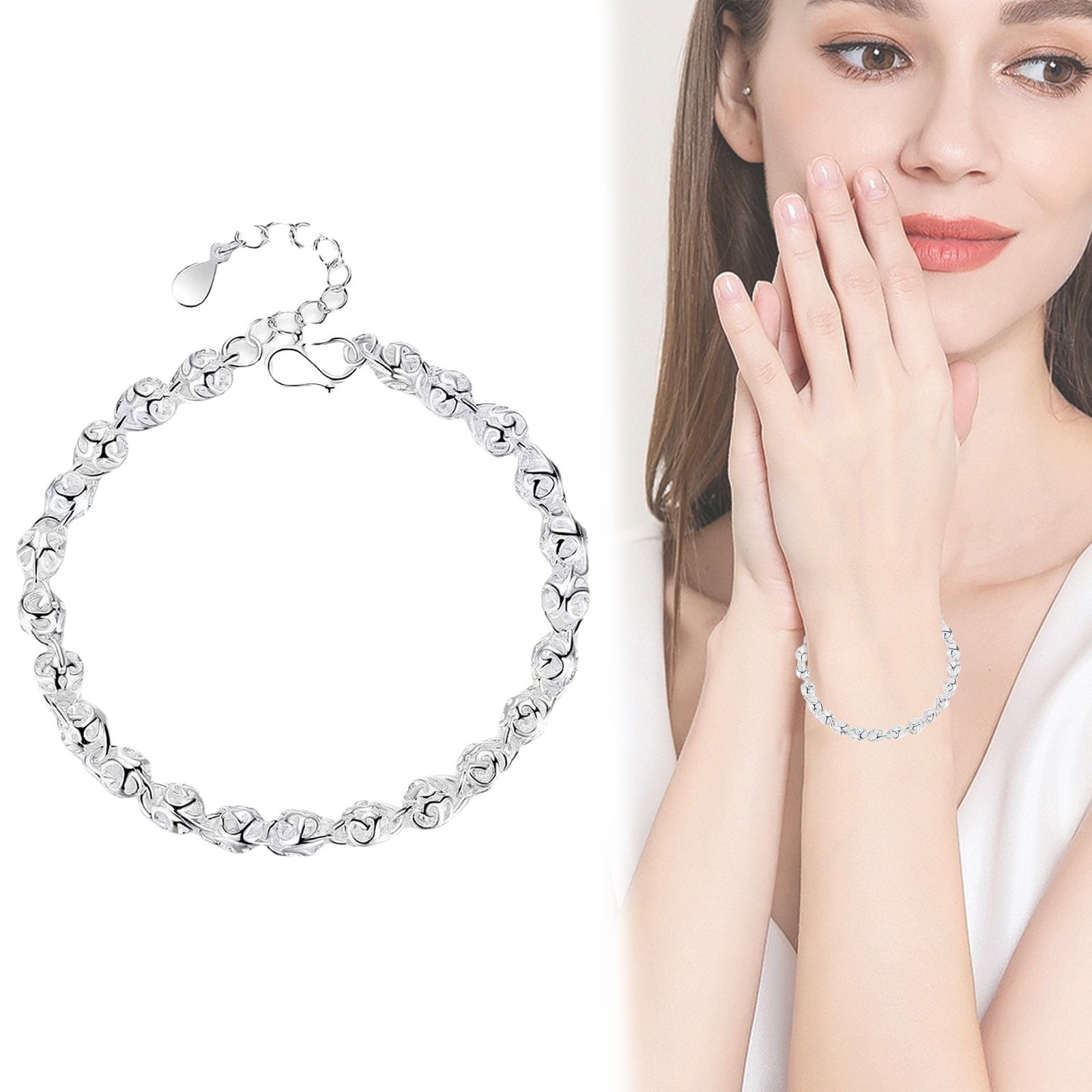YYKihy Hollow Bracelet | Silver Plated Beaded Bracelet For Women ...