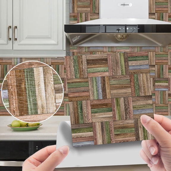YYKihy Imitation Wood Grain Tile Stickers Retro Brick Pattern Floor Stickers Home Decoration -Adhesive DIY Wall Stickers