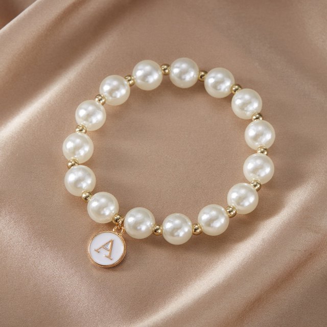 YYKihy Initial Pearl Bracelet Flower Girl Bracelet Proposal For Girls Dainty Gold Pearl Bracelets With Letter A Z Personalized Name Jewelry Birthday Christmas Wedding For Her