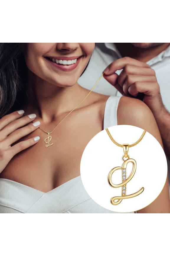 Initial Rhinestone Necklace Gold Plated Initial Necklace A Z 26 Alphabet Letter Dainty Necklace For Women