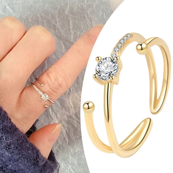 YYKihy Japan And South Version Of The Fashion Design Star Track Zirconia Ring Female Flash Diamond Intertwined Openings Ladies Ring