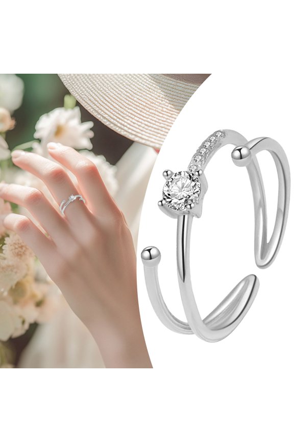 Japan And South Version Of The Fashion Design Star Track Zirconia Ring Female Flash Diamond Intertwined Openings Ladies Ring