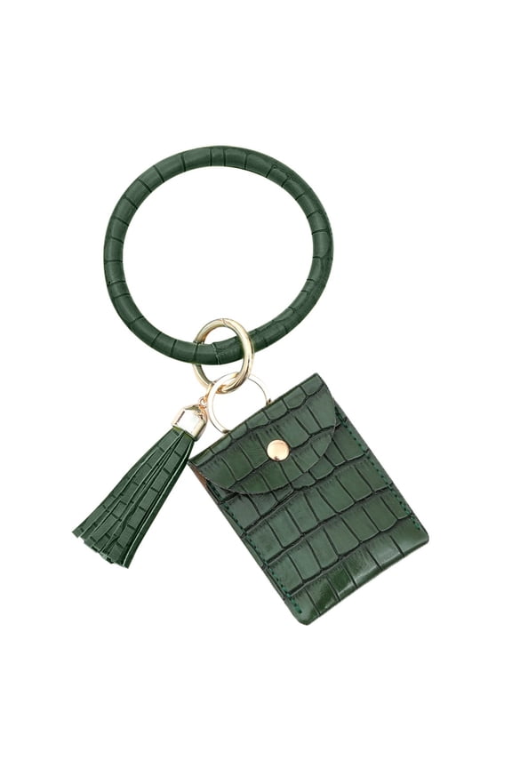 Large Bracelet Keychain Card Holder Tassel Bangle Key Ring Wristban With Wallet