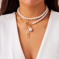 thumbnail image 1 of YYKihy Layered Necklaces For Women Girls Choker Wide Collar Gold Plated Multi Layer Necklace Chunky Paperclip Herringbone Chain, 1 of 9