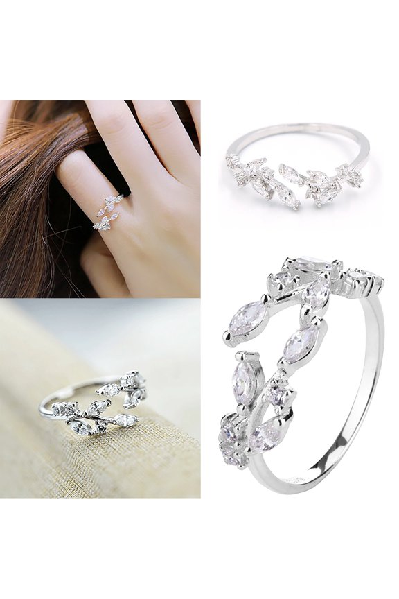 Leaf Rings, Open Rings, Stackable Rings, Adjustable Rings, Silver Leaf Ring
