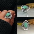thumbnail image 1 of YYKihy Leaf Turquoise Ring Tree Leaves Pattern Chalcedony Ring Personality Exaggerated Retro Turquoise Ring, 1 of 8