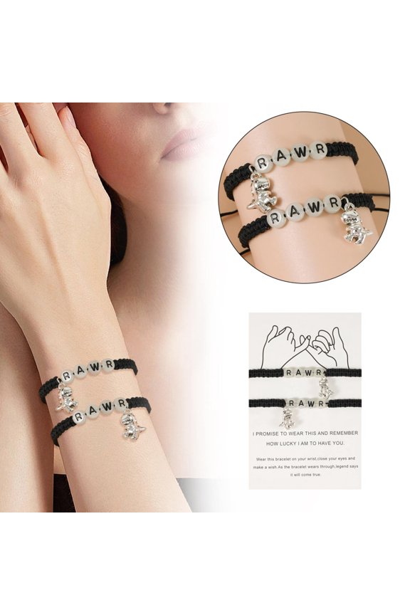 Luminous Love Bead Couple Draw Hook Card Bracelet Adjustable Hand Rope