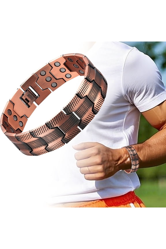 Men's Copper Bracelet 3X Strength 99.99% Pure Copper Bracelets With Magnets Adjustable Length With Sizing Tool