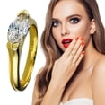 thumbnail image 1 of YYKihy Minimalist Alloy Horse Eye Diamond Ring With Quadrilateral Zircon Design Couple's Geometric Personality Ring, 1 of 9