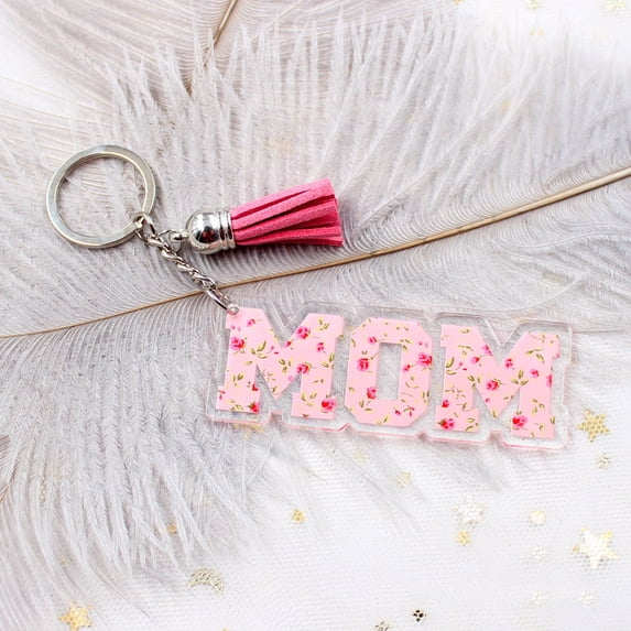YYKihy Mom Acrylic Keychain Ring With Tassel Birthday And New Mom Gifts For Women Keyring Holder For Car House Or Apartment Keys