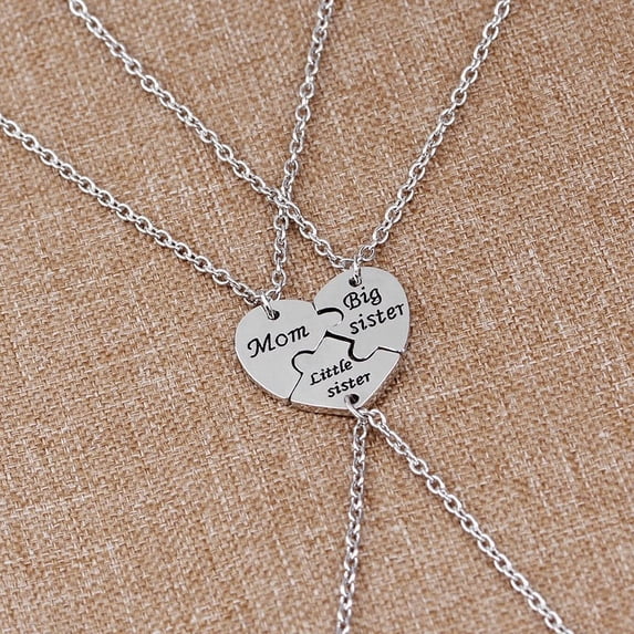 YYKihy Mom Puzzle Sisters Female 3pcs Pendant Family Necklaces Necklace Broken Sister Heart Necklaces Pendants