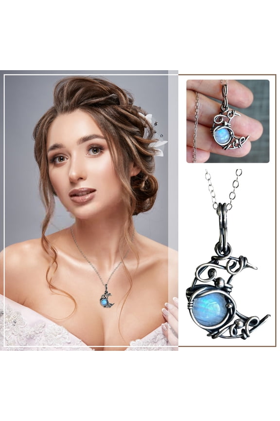 Moonstones Necklace Wire Cutout Moon Pendant Necklace Personalized Necklace Jewelry