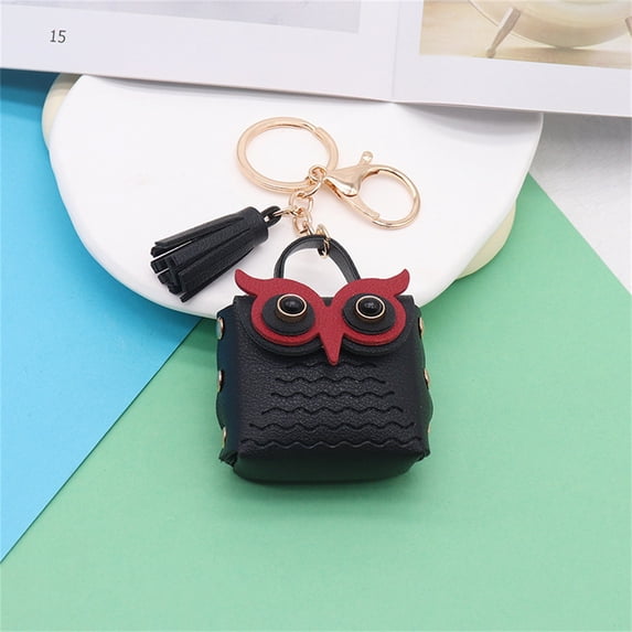 YYKihy Multipurpose Cute Mini Bag Keychain Leather Owl Tassel Keychain Owl Coi N Purse Keychain