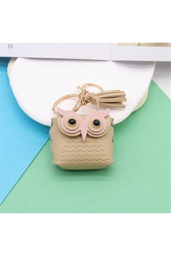 Multipurpose Cute Mini Bag Keychain Leather Owl Tassel Keychain Owl Coi N Purse Keychain