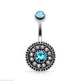 thumbnail image 1 of YYKihy Navel Bar Piercing Women Flower Button Ring Belly Body Navel, 1 of 5