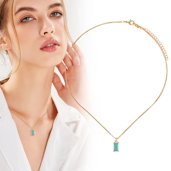 YYKihy Necklaces For Women Gold Plated Birthstone Necklace For Women Mothers Dainty Gold Necklace Blue Green Cubic Zirconia Pendant Necklace Birthday Gifts For Women J