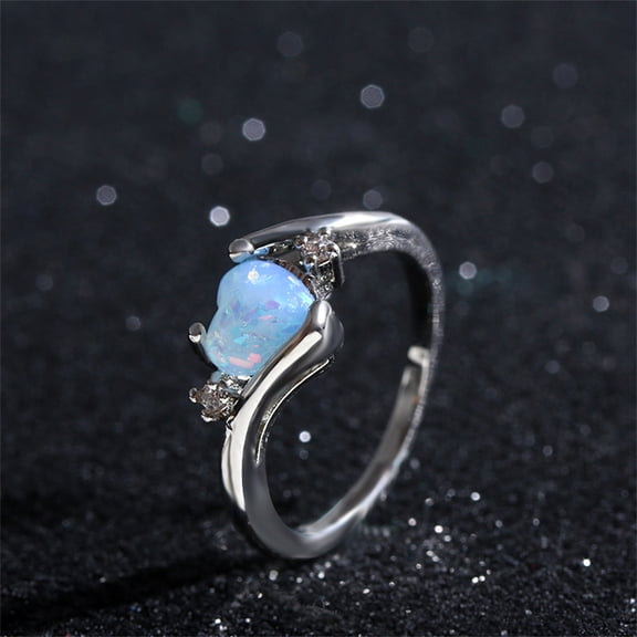 YYKihy Opal Ring Round Opal White Stone Hand Jewelry Fashion Jewelry Ring