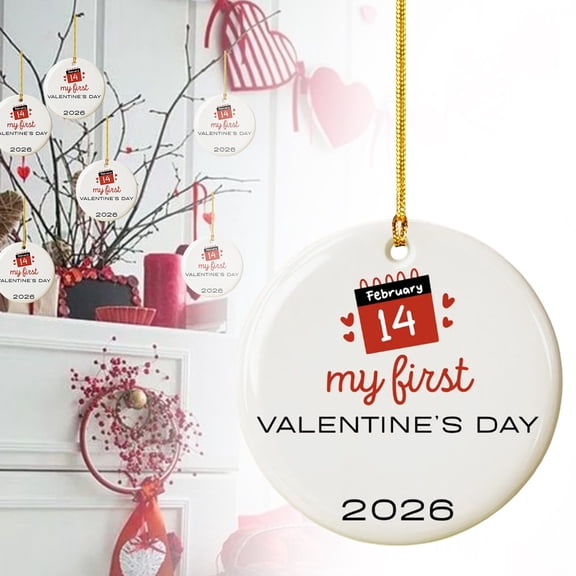 YYKihy "Our First Valentine's " Couple Ornament Custom Chibi Style Keepsake For Newlyweds Dating Anniversary