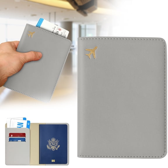 YYKihy PU Leather Passport Holder Blocking Travel Document Organizer With Card Slots Photo Pocket