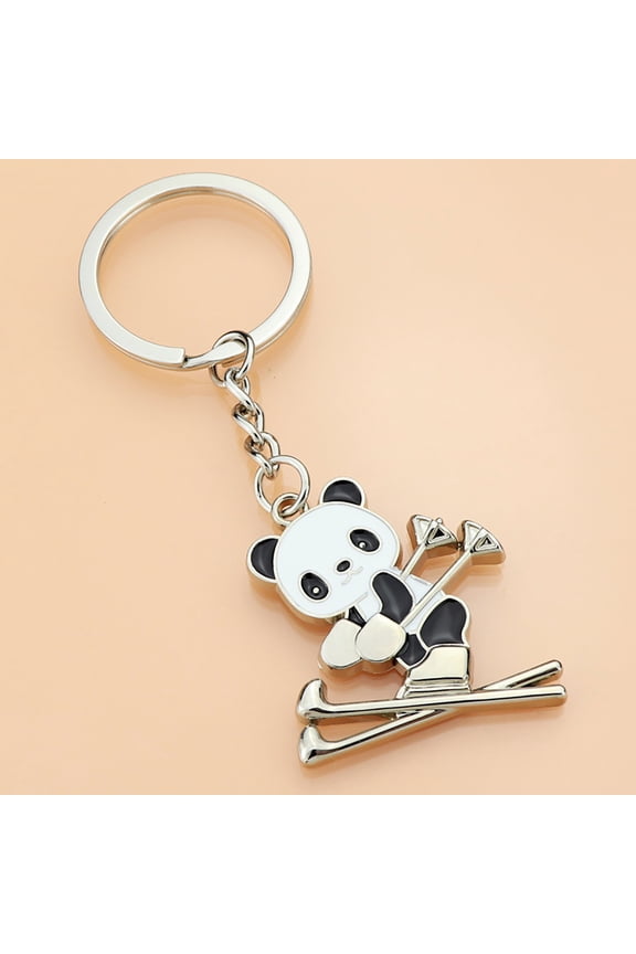 Pendant Ski Pan-da Keychain Creative Natio-nal Treasure Pan-da Ski Pendant Keychain