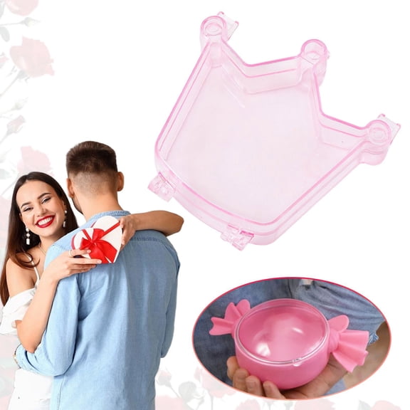 YYKihy Plastic Crown Shaped Candy Jar Fillable Container for Sweets Chocolates Party Favors 4.3x3.6 Inch Pink