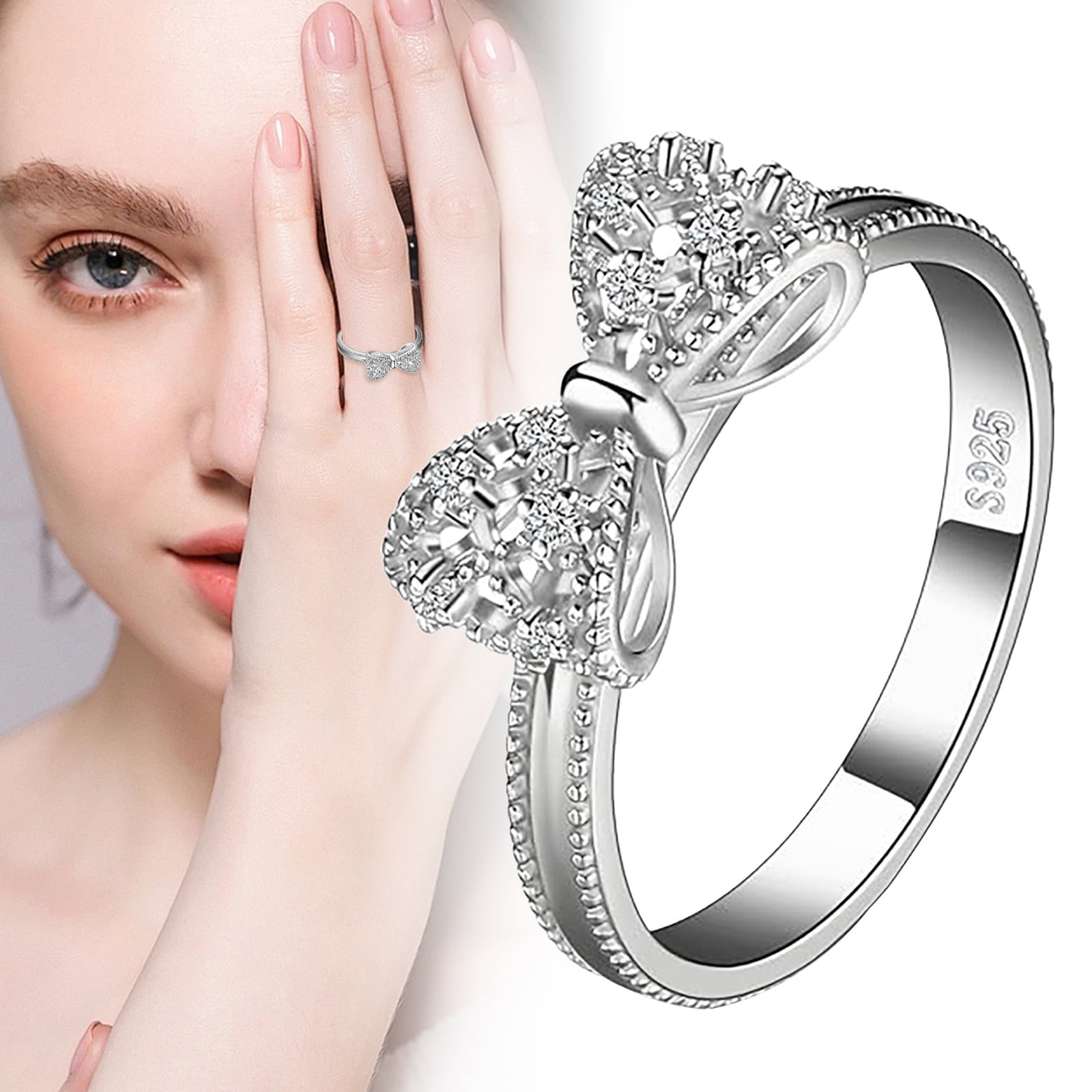 YYKihy Plated 925 Sterling Silver Rings For Women Cubic Zirconia ...