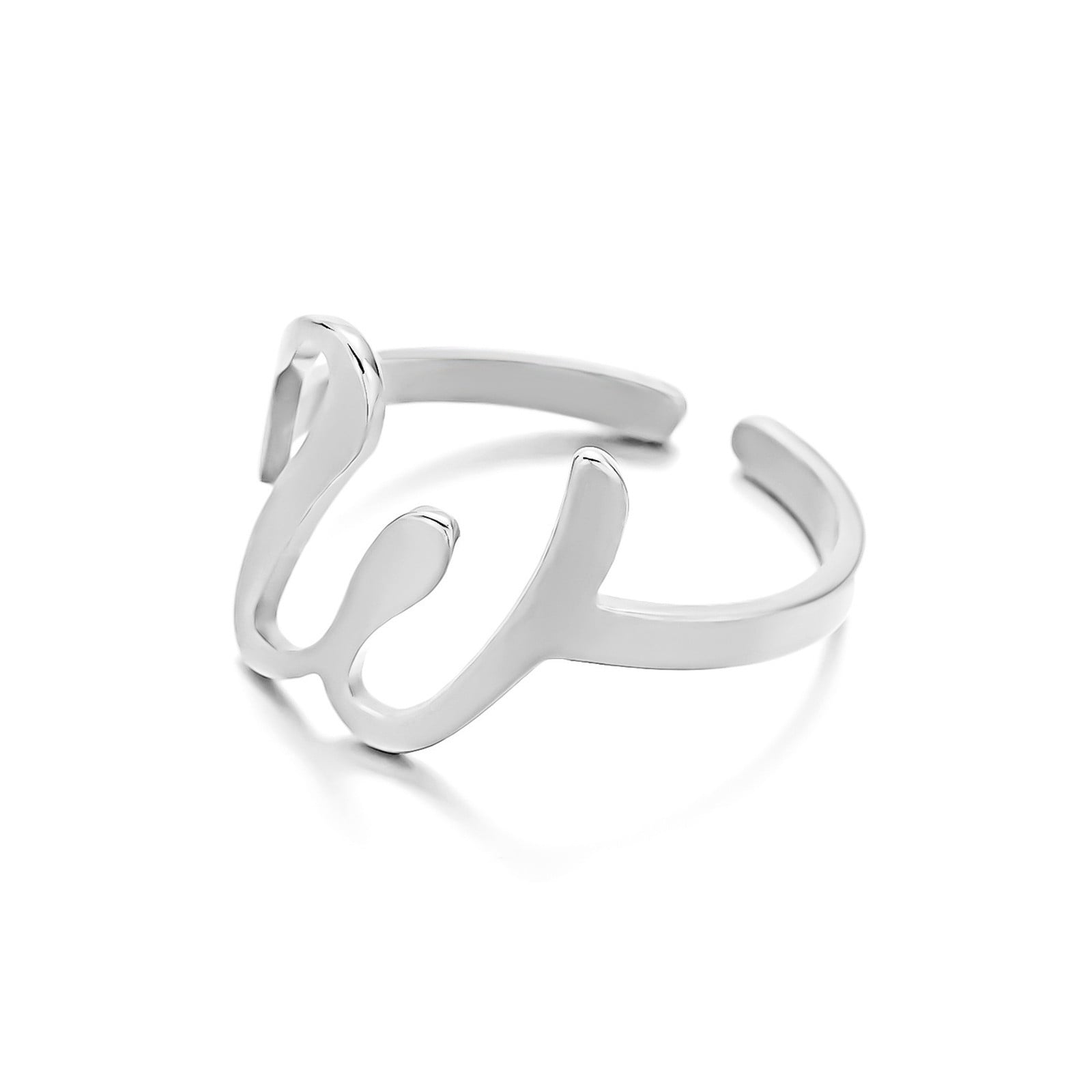 YYKihy Plated Initial Tag Rings A Z Adjustable Letter Rings Non Tarnish ...