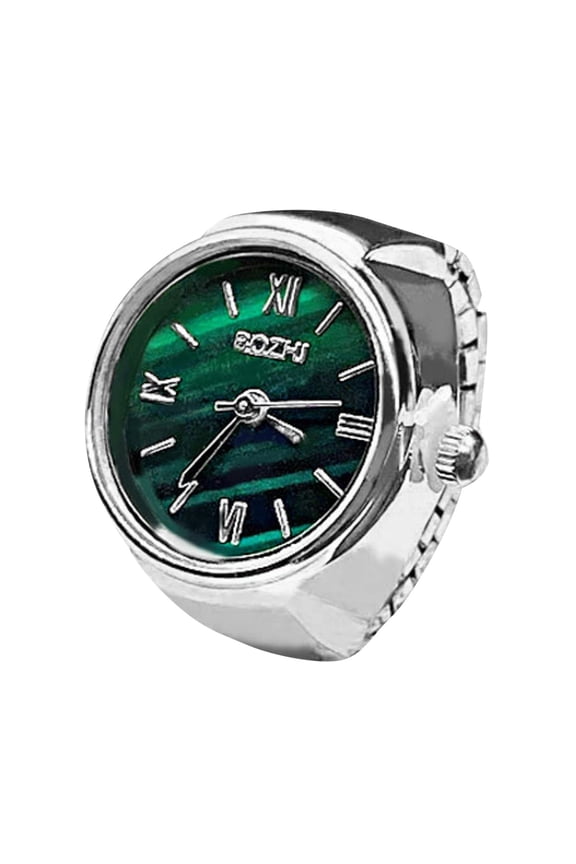 Real Watch Ring To Tell Time Vintage Watch Clock Ring Round Chunky Ring Silver Adjustable Ring Fashion Watch Jewelry