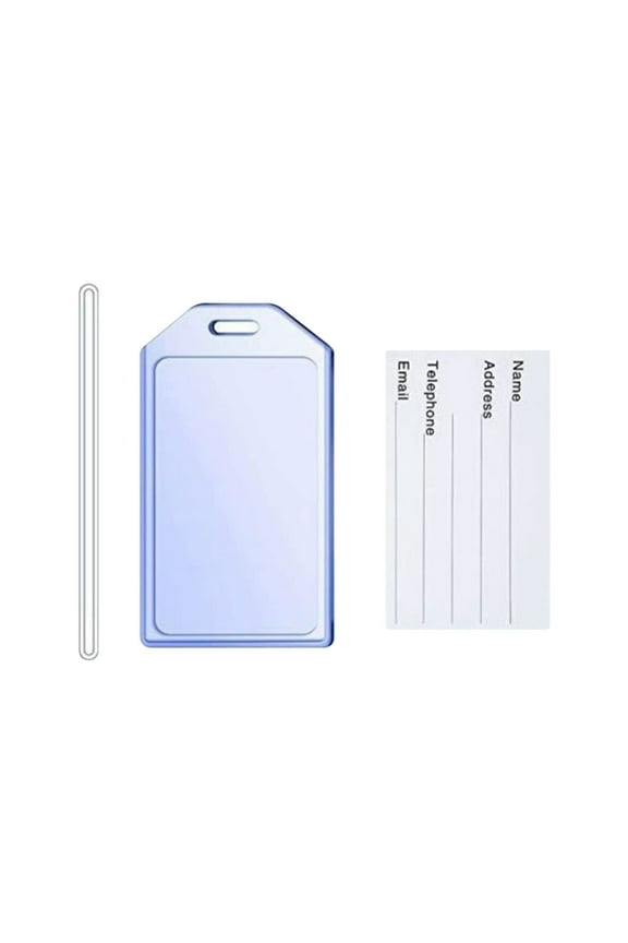 Rigid Luggage Tag Holders With 6" Worm Loops Hard Plastic Suitcase ID Tag Identifiers With Business Card Insert Window By