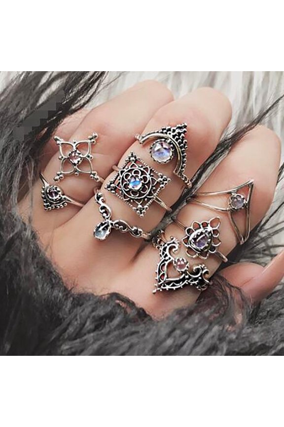 Rings Finger Vintage Jewelry For Women Boho Set Midi Opal Ring Rings