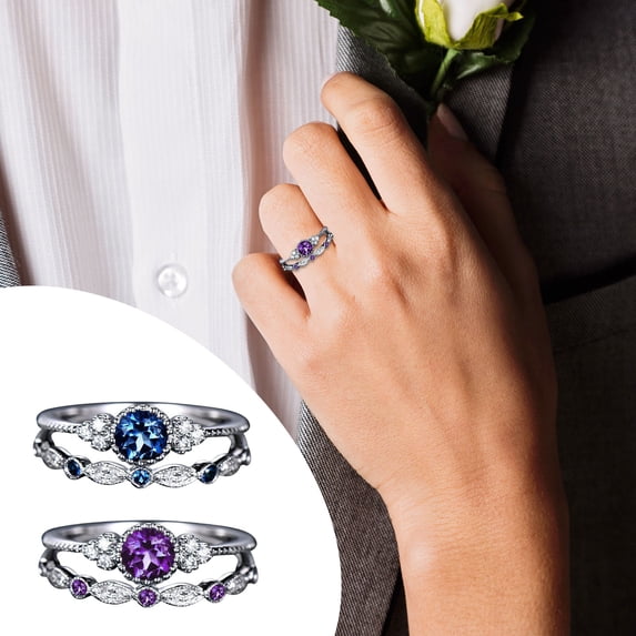 YYKihy Rings For Women Fashion Inlaid Green Zircon Ring Ladies Ring Jewelry Engagement Set Ring