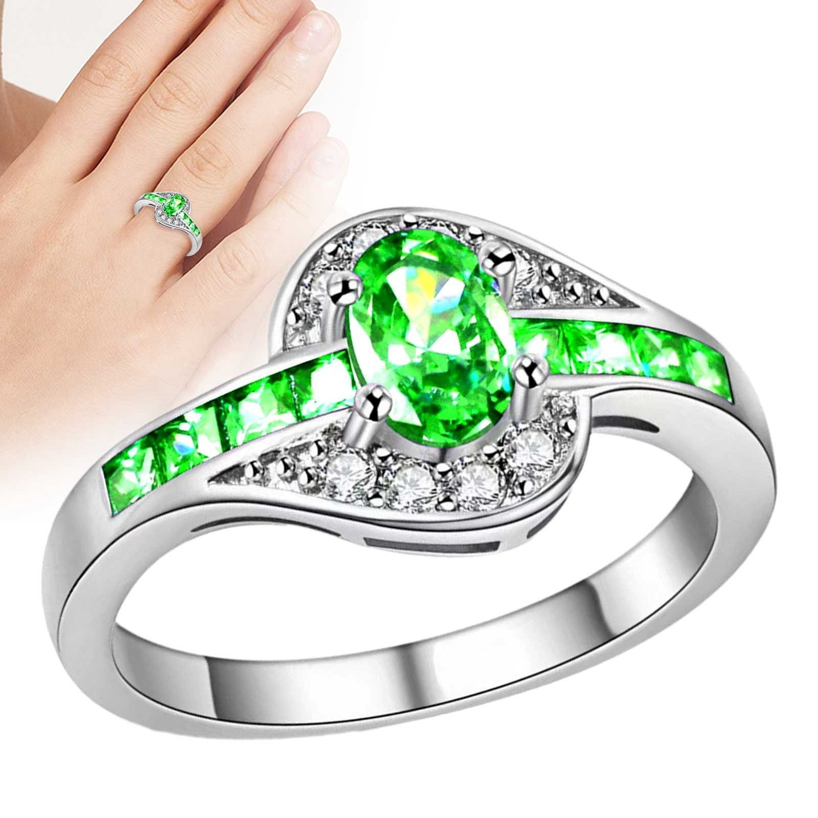 YYKihy Shaped Cubic Zircon Solitaire Style Wedding Enagement ...