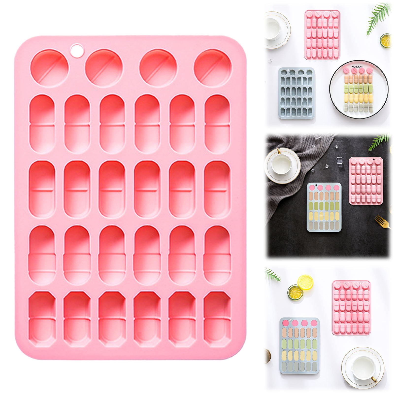 YYKihy Silicone Trays For Making 28 Cavity Capsule Shaped Candy For ...