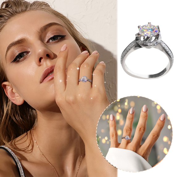 YYKihy Silver Six Clawing Rhinestone Rings Women Fashion Full Diamond Zircon Ring Ladies Jewelry Diamond Rings For Women Size 6 10