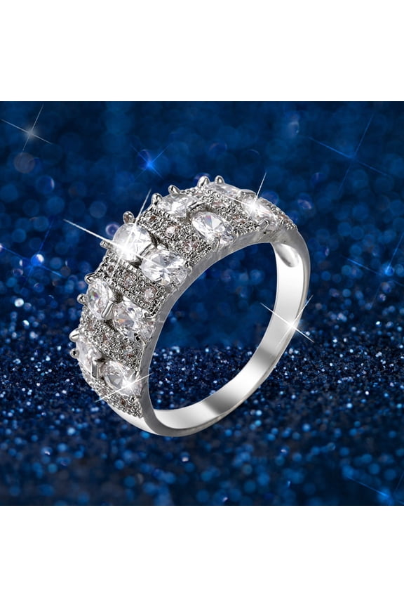 Silver Women Fashion Trend Single Full Diamond Zircon Ring Ladies Jewelry Diamond Rings For Women Size 6 10