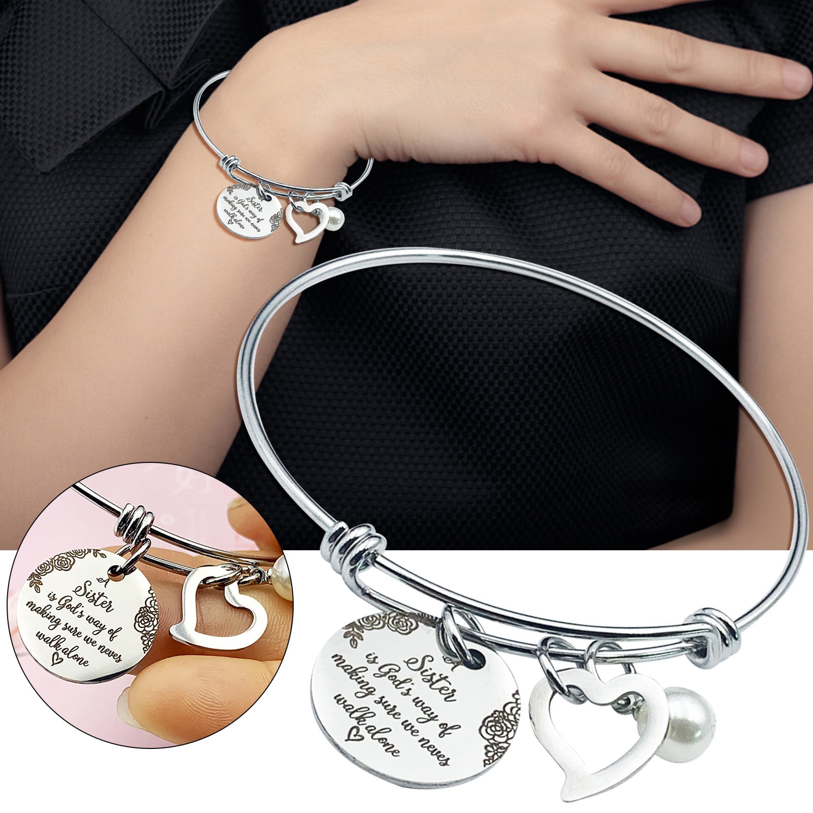 YYKihy Sister Stainless Steel Adjustable Bracelets,A Sister Is God's ...