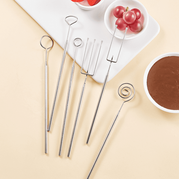 YYKihy Stainless Steel Candy Dipping Tool Silver 3pcs Set With Slotted Spoon For Fondue Chocolate Making