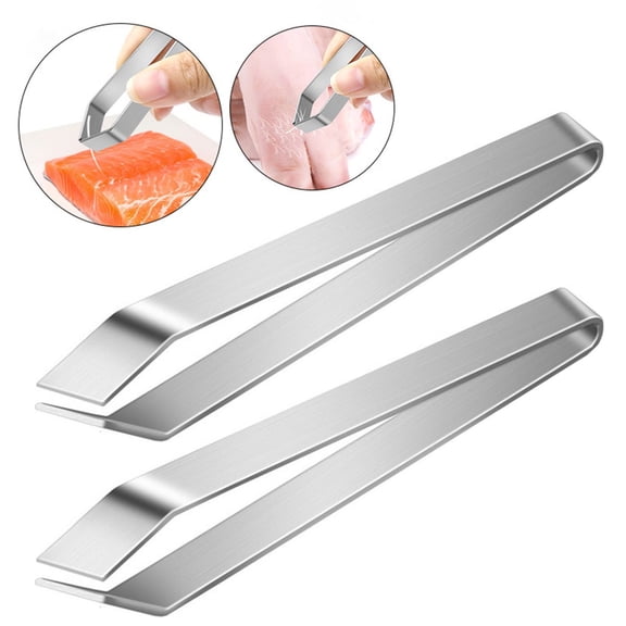YYKihy Stainless Steel Fish Bone Tweezers Precision Remover Tool for Kitchen Home Use -&nbsp;2PCS (Stainless Steel)