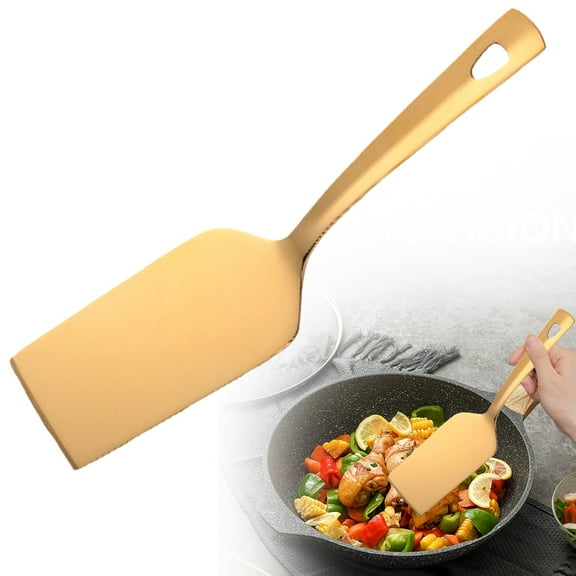 YYKihy Stainless Steel Lasagna Server Griddle Spatula Cake Server Polished 10.2 Inch Gold