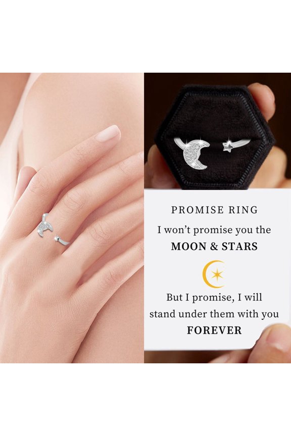 Star Moon Zircon Ring Female Fashion Simple Jewelry Fresh Mouth Copper Ring Dainty Adjustable Ring Heart Star Moon Thin Ring Jewelry