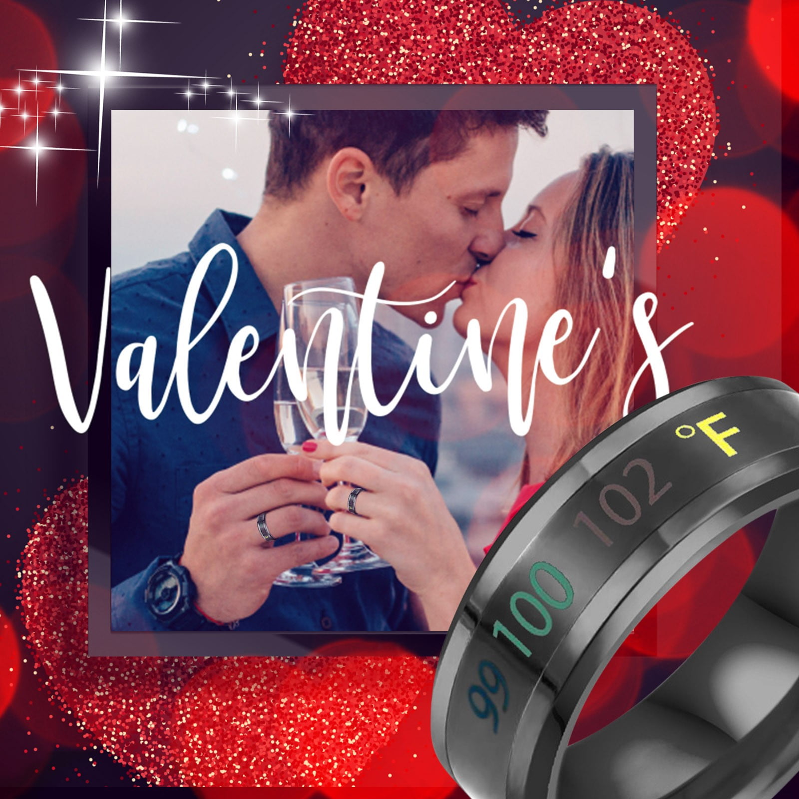 YYKihy Steel Temperature Ring Body Temperature Smart Temperature Change ...