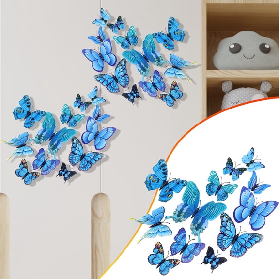 YYKihy Sticker Decals Butterfly Shape PVC 3D Stereo Refrigerator Decoration Room Decor