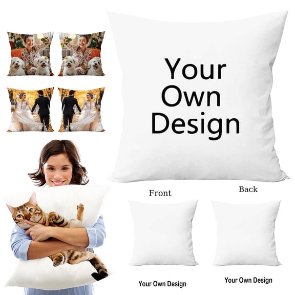 YYKihy Sublimation Pillow Personalized Throw Pillow Cover With Pictures Or Text Custom Photo Pillow Customized