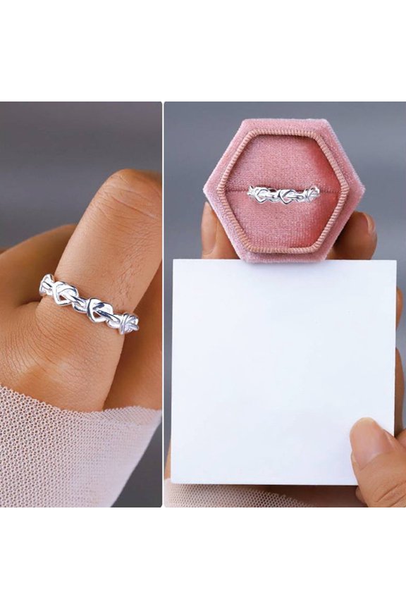 To My Ring Silver Love Shaped Ring Geometric Shape Ring Adjustable Silver Lines Winding Ring Heart Shaped Hollow Ring For Her