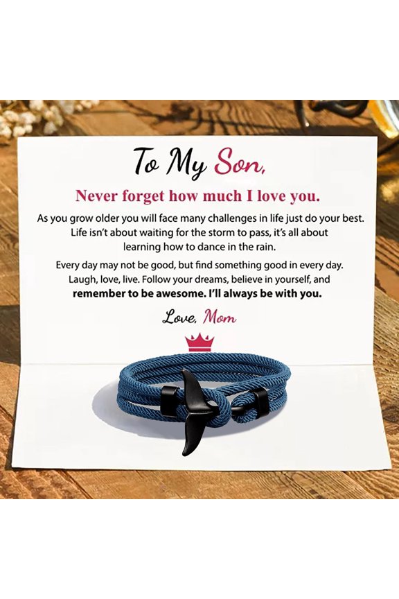 To My Son Love You Forever Nautical Fishtail Bracelet Paracord Cuff Wrist Strap Bracelet Gifts For Men (card Not Included)