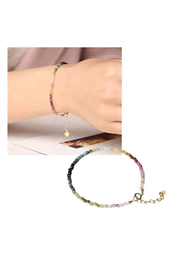 Ultra Fine 2mm Rainbow Small Tourmaline Bracelet Female Gradient Color Design Light Luxury Bracelet