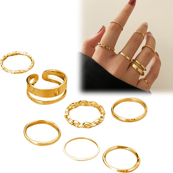 YYKihy Unive Rsal Ring Insta Gram St Yle Personalized Creative Si Mplicity Ring Combination Set Of 7 P Ieces