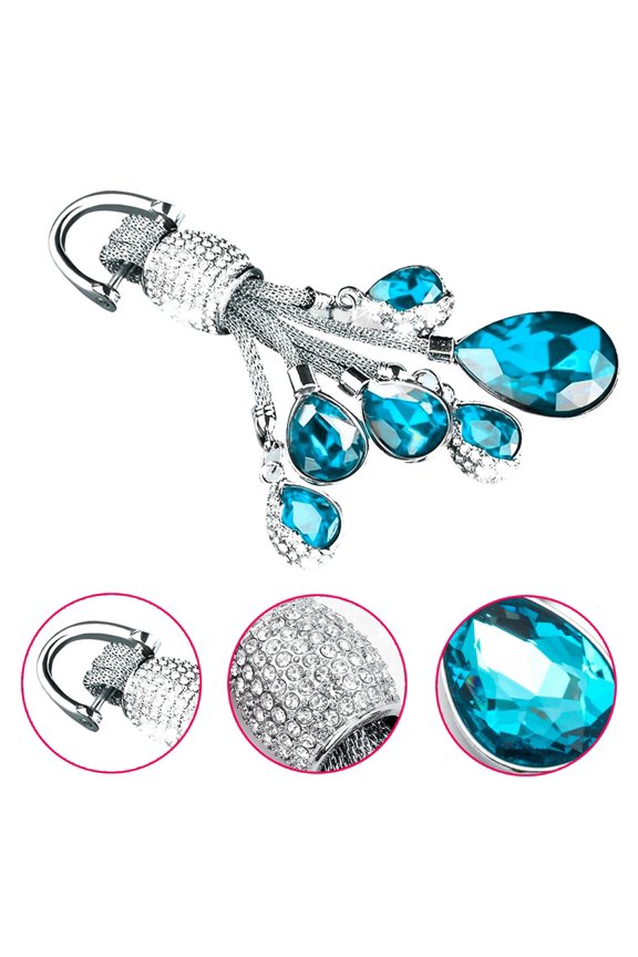 Universal Fit Car Key Chain Ring Water Drop Shining Crystal Jewelry Keychain Bling Diamond Key Holder Ring Cute Decoration Accessories