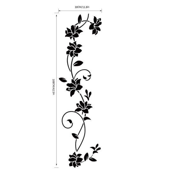 YYKihy Vinyl Wall Removable Mural Flower Vine Black Sticker Decals Decor Home Art Home Decor