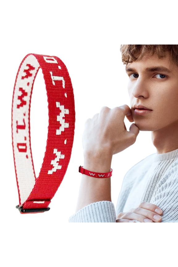 W.W.J.D. Monogram Print Wrist Strap Bracelet Webbing Unisex Bracelet Adjustable Bracelet